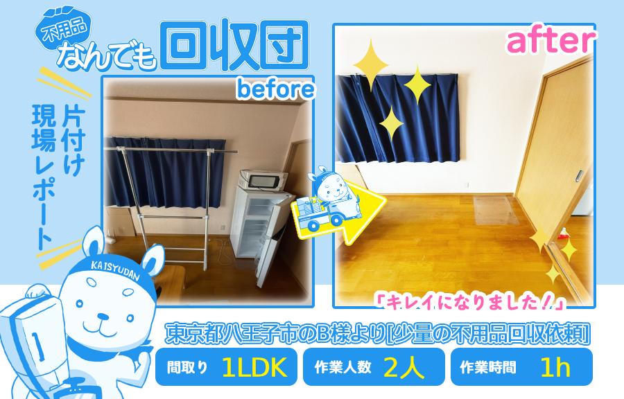 少量の不用品回収(マンション1LDK)|東京都八王子市のB様 47 8505911f483f6871e844b18852891da7